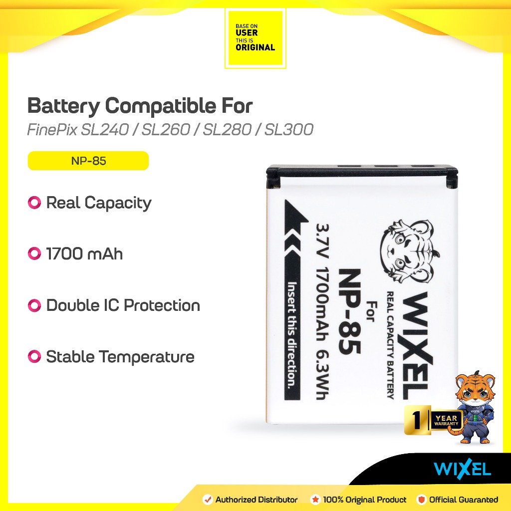 WIXEL Baterai Kamera NP-85 for FujiFilm FinePix S1 SL240 SL260 SL280 SL300 SL305 SL310 SL1000 Camera