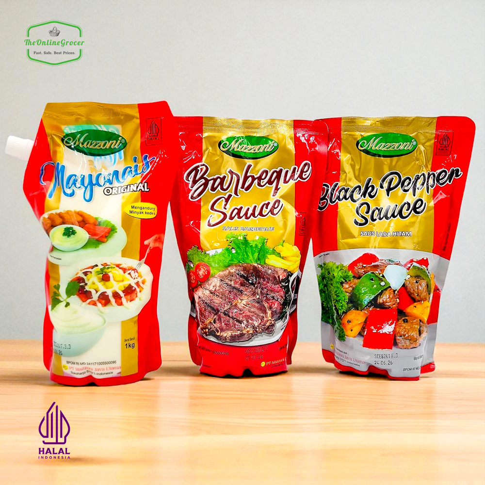 

Mazzoni Sauces — Mayonnaise 1kg | BBQ Sauce | Black Pepper Sauce (pilih varian)