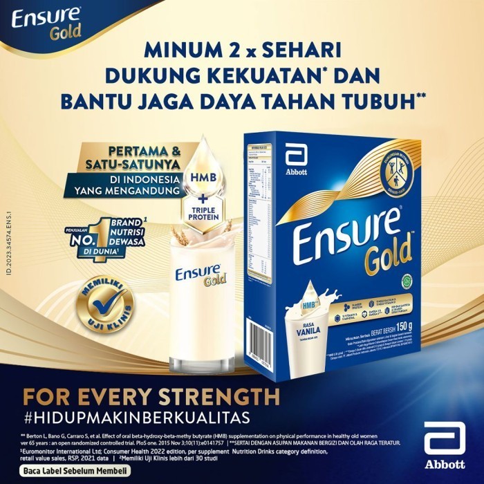 

PAKET 1 BOX - Ensure Gold HMB Vanila 150g Nutrisi Dewasa Rendah Laktosa BPOM / Ensure Gold