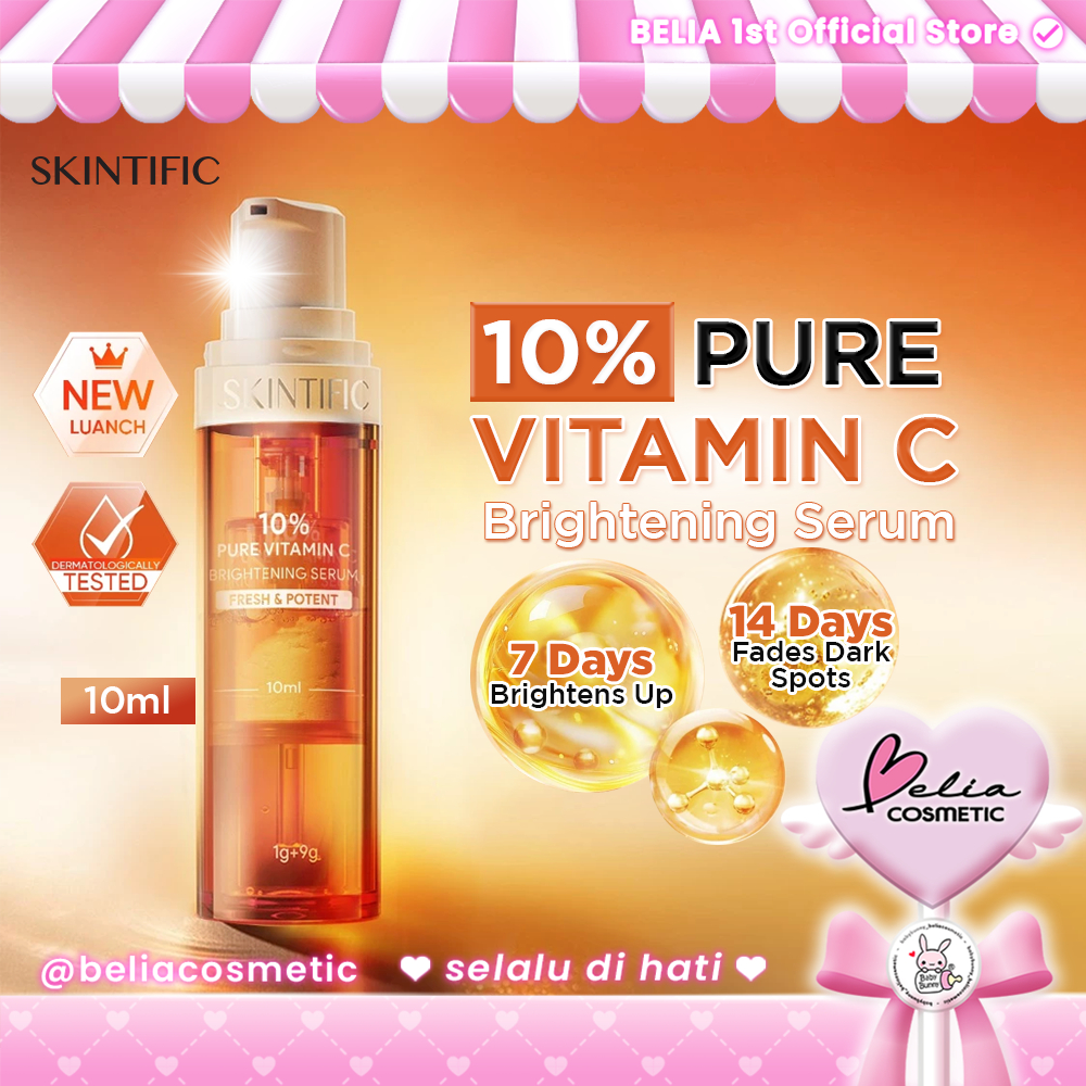 ❤ BELIA ❤ SKINTIFIC 10% Pure Vitamin C Fresh Brightening Serum | Mencerahkan Dark Spot Whitening