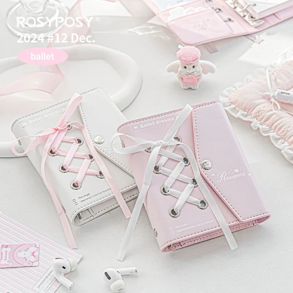 

[PREORDER – ROSYPOSY] Buku Catatan A7 Kulit Ikat Ballet Warna Pink & Putih
