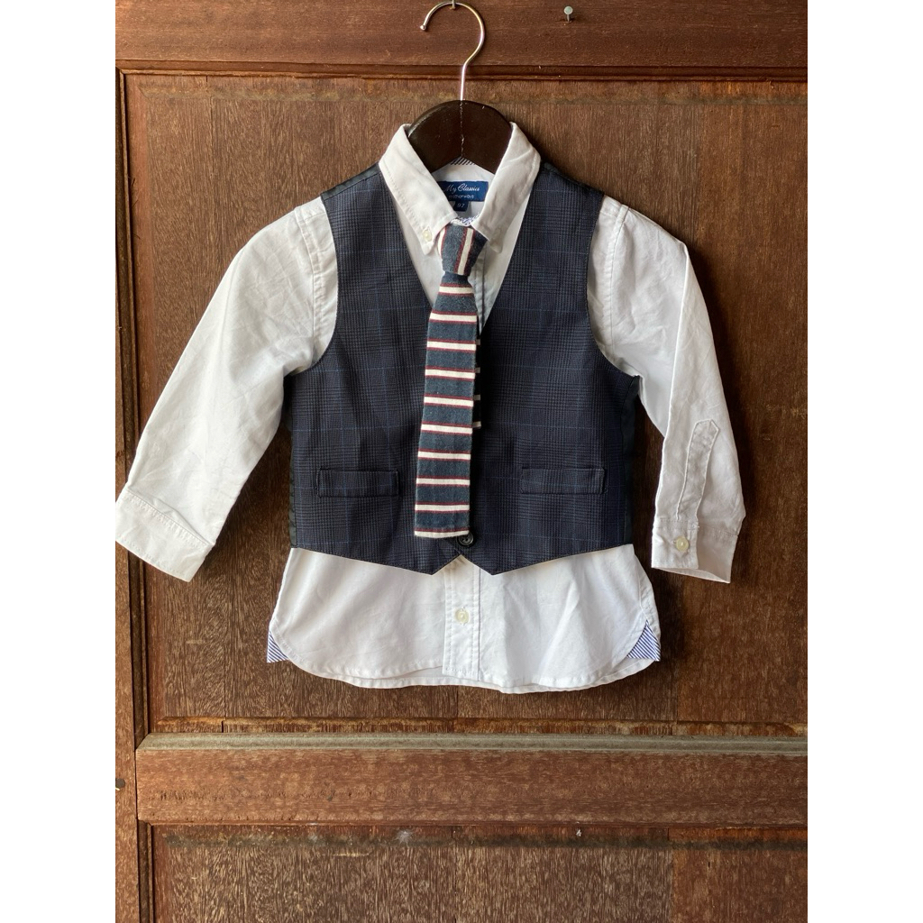 PRELOVED pl baju rompi vest formal kemeja bayi baby anak ganteng cowok laki branded size 90 97