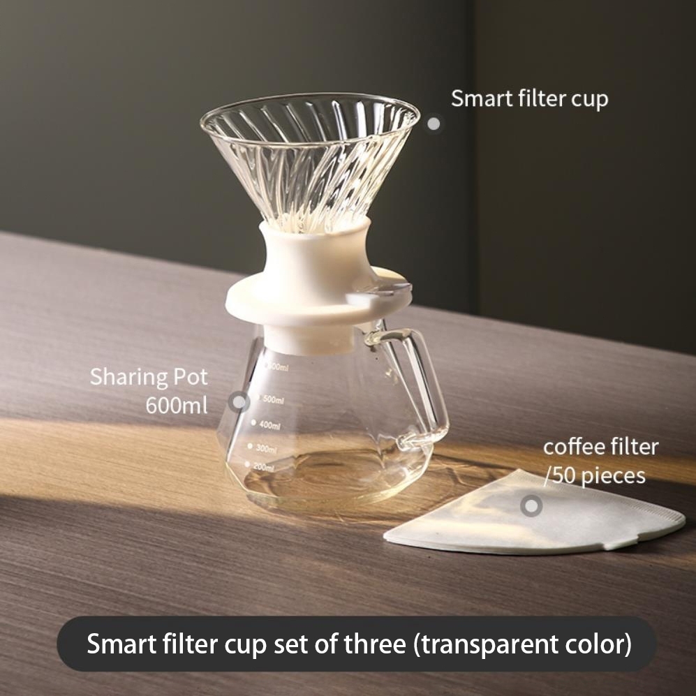 Coffee Dripper Kopi v60  - Alat Kopi v60 Dripper Set Cangkir Filter Pintar - Bisa Direndam Kaca Pot 