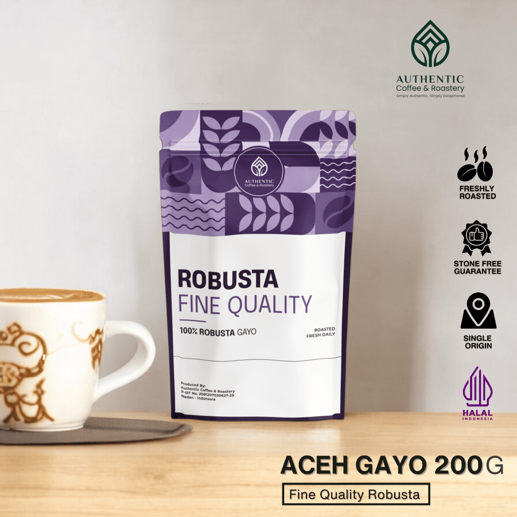 

Kopi Robusta Aceh Gayo 200gr Authentic Coffee & Roastery Fine Quality