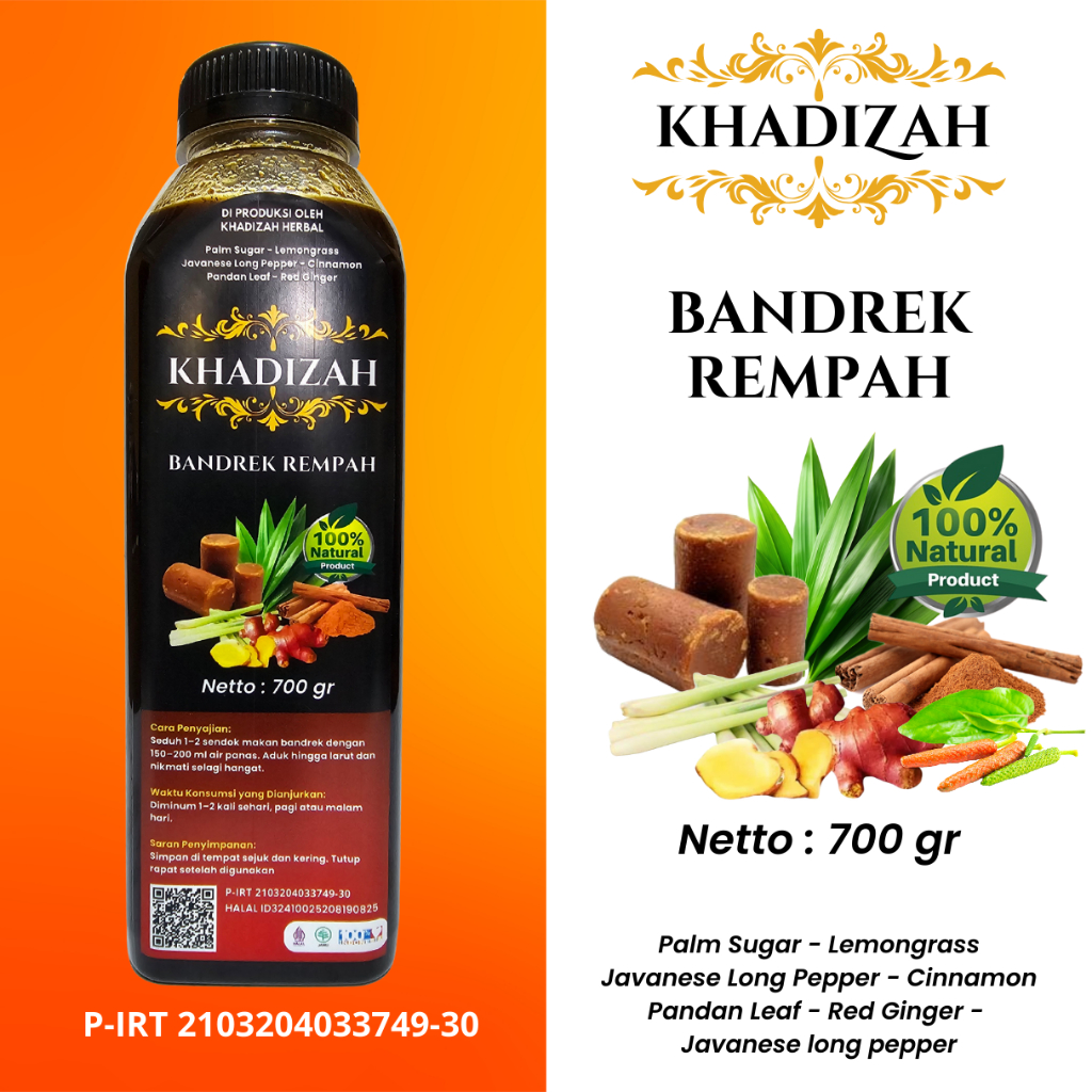 

Bandrek Rempah Premium Minuman Herbal Hangatkan Tubuh Jaga Kesehatan Imun Khadizah 700gram