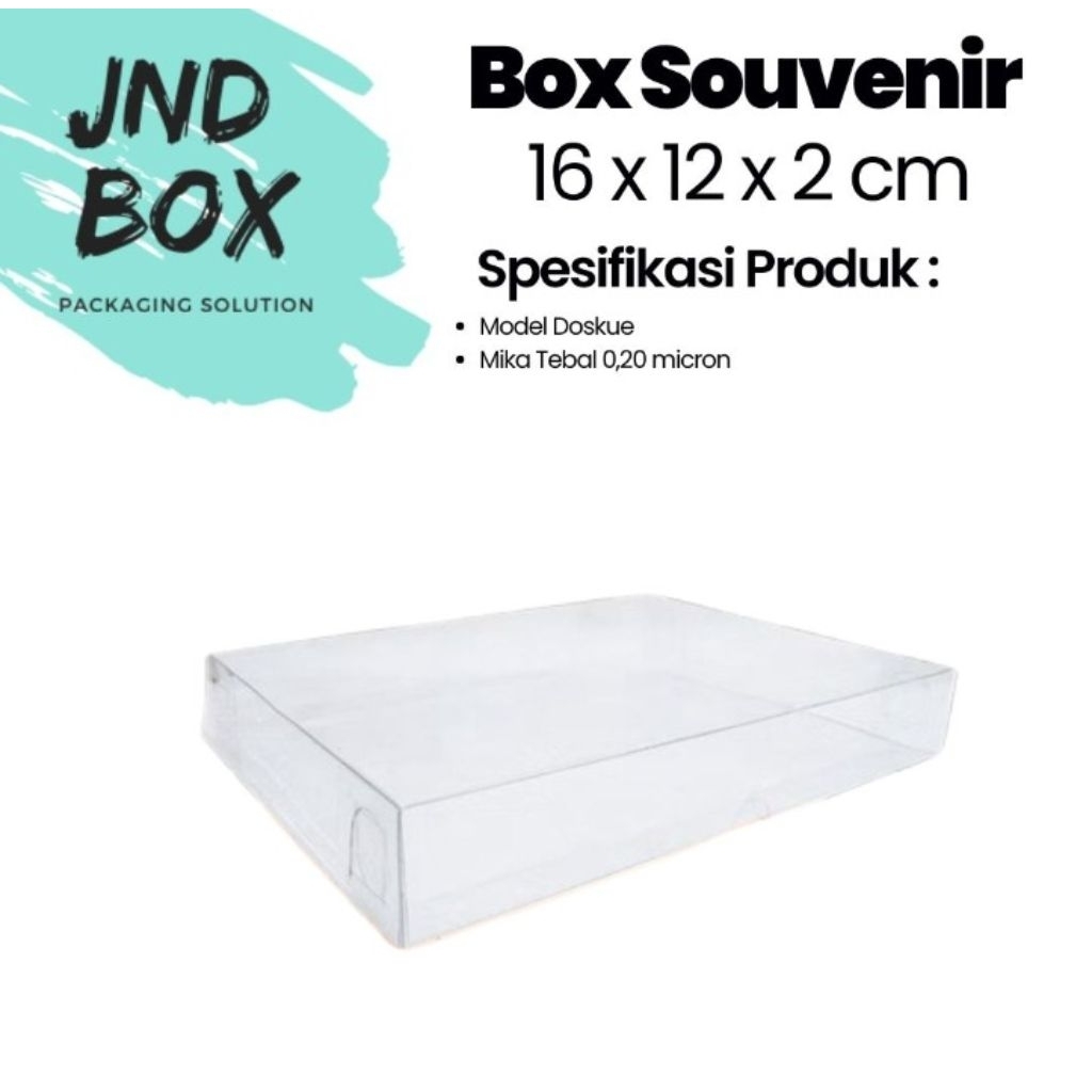

Kotak Mika Kemasan Souvenir Uk. 16 x 12 x 2 Dk