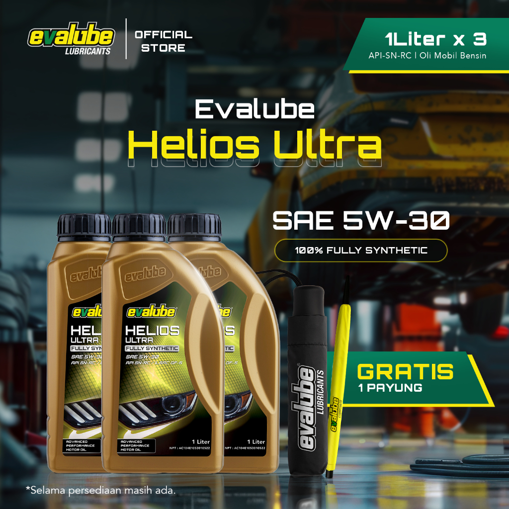 Evalube Oli Mobil HELIOS Ultra Full Synthetic 5W-30 3L (1L X3 FREE PAYUNG)