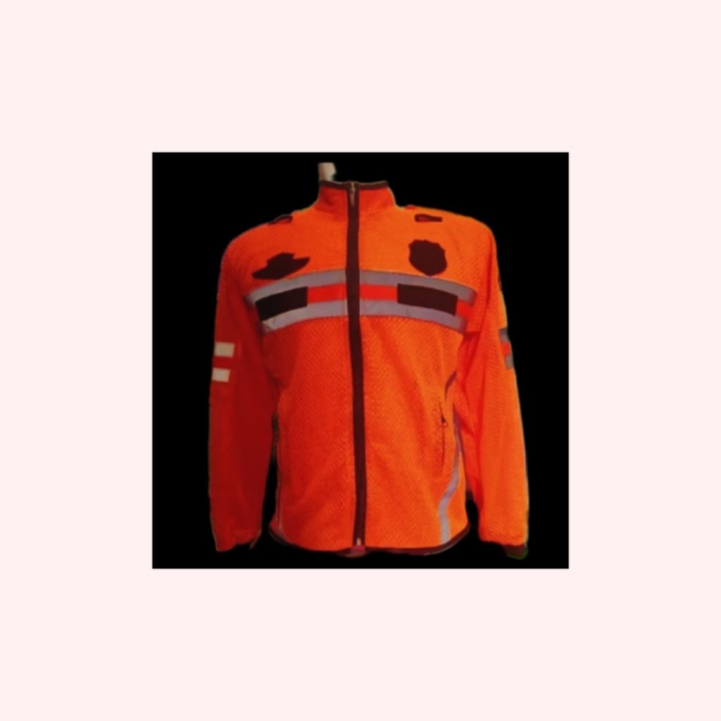 JAKET JALA/JARING DISHUB FULL ORANGE POLOS TANPA LOGO