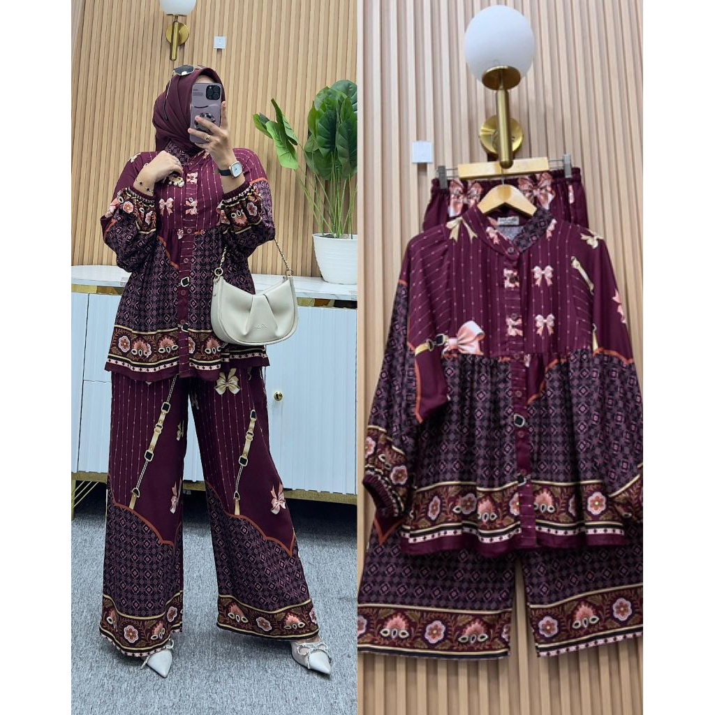 Setelan wanita setelan rayon setcel serut setcel tangan balon setcel jumbo setcel adem setcel kasual