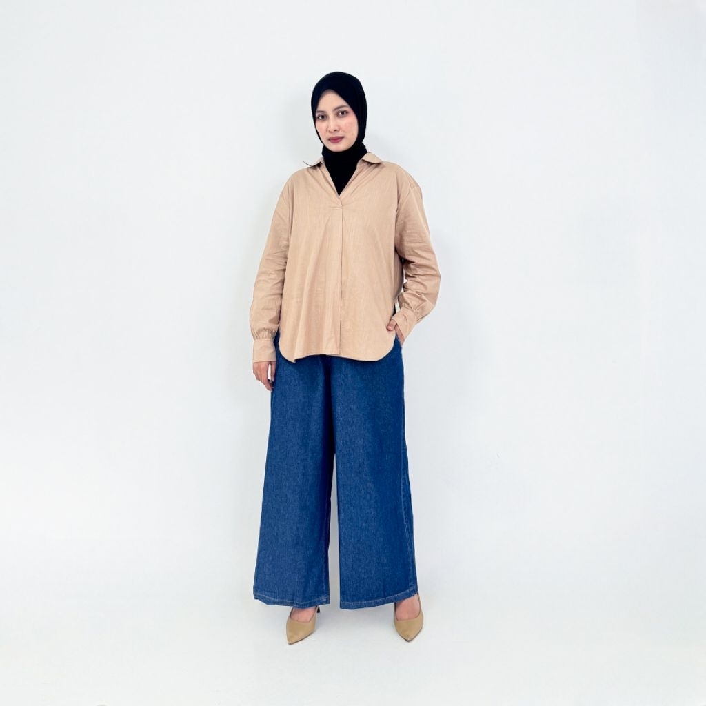 Setelan Kulot Jeans Wanita Fit XL Lezahrasignature Set Kulot Tia