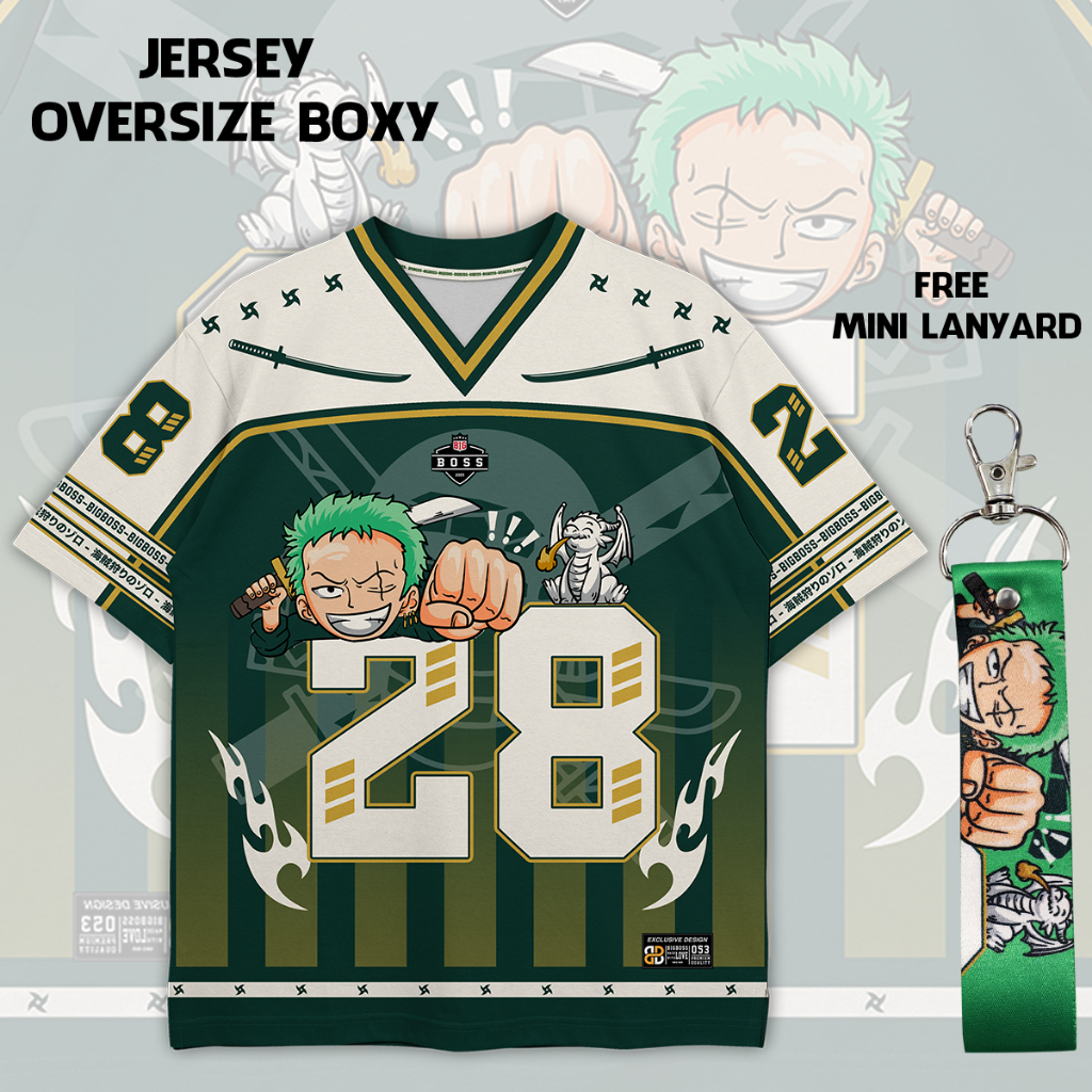(Gratis Lanyard, Stiker) BIGBOSS Baju Kaos Jersey Anime One Piece 053 Zoro Imut Dryfit Milano Oversi
