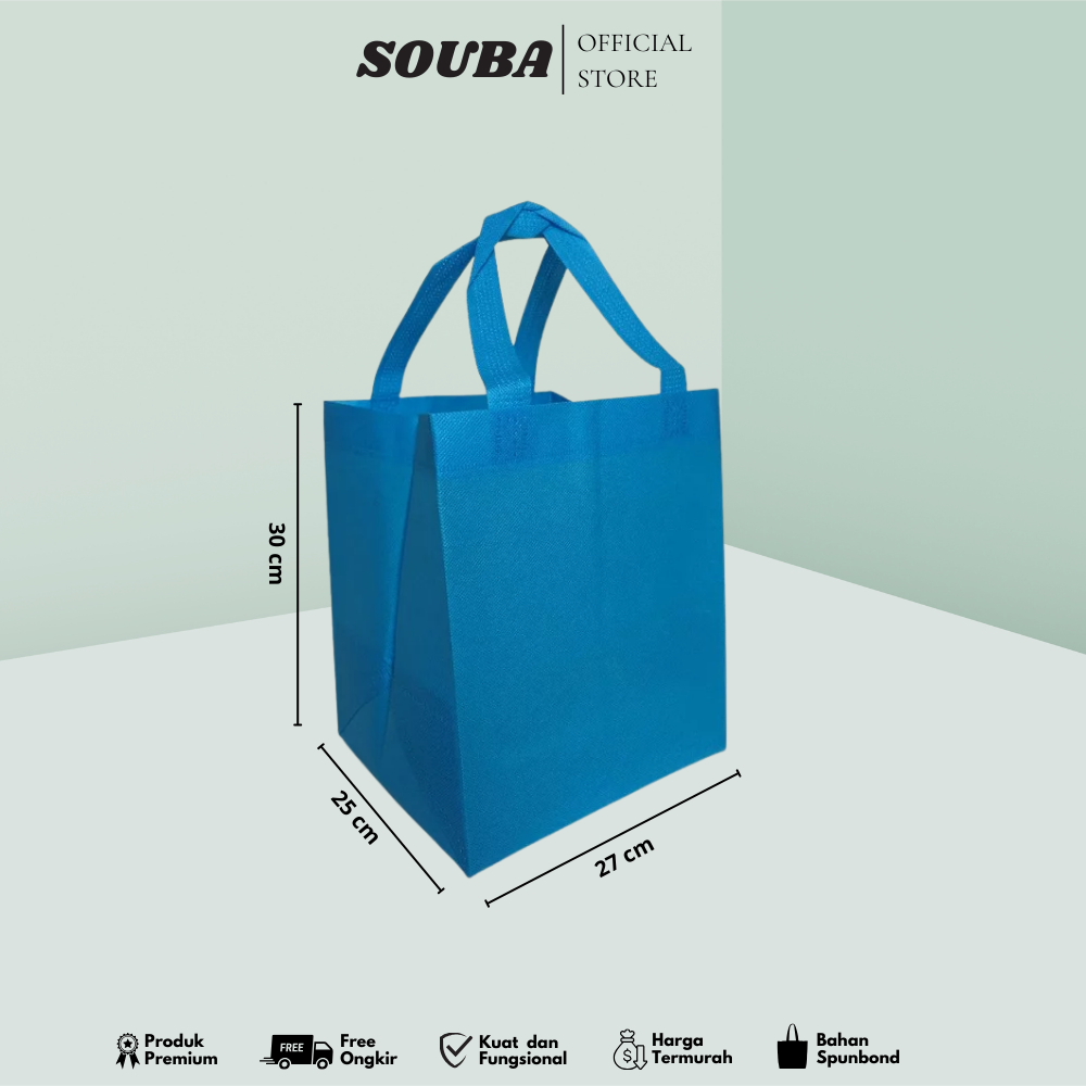 (60 Pcs) Tas Spunbond Polos – Ukuran 25x27x30 cm. Tas Kain Hajatan Spunbond / Tas Nasi Kotak