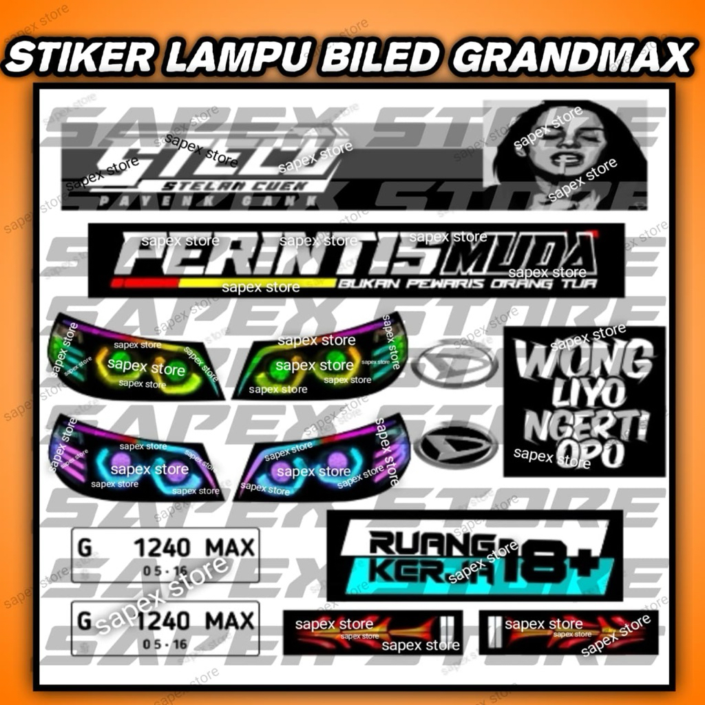 STIKER LAMPU BILED MINIATUR PICKUP GRANDMAX JSP
