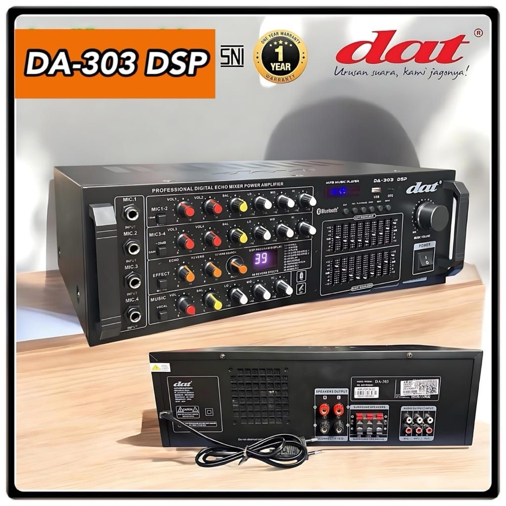 Amplifier dat DA-303 DSP Amplifier Bluetooth equalizer USB karaoke power ampli dat bluetooth