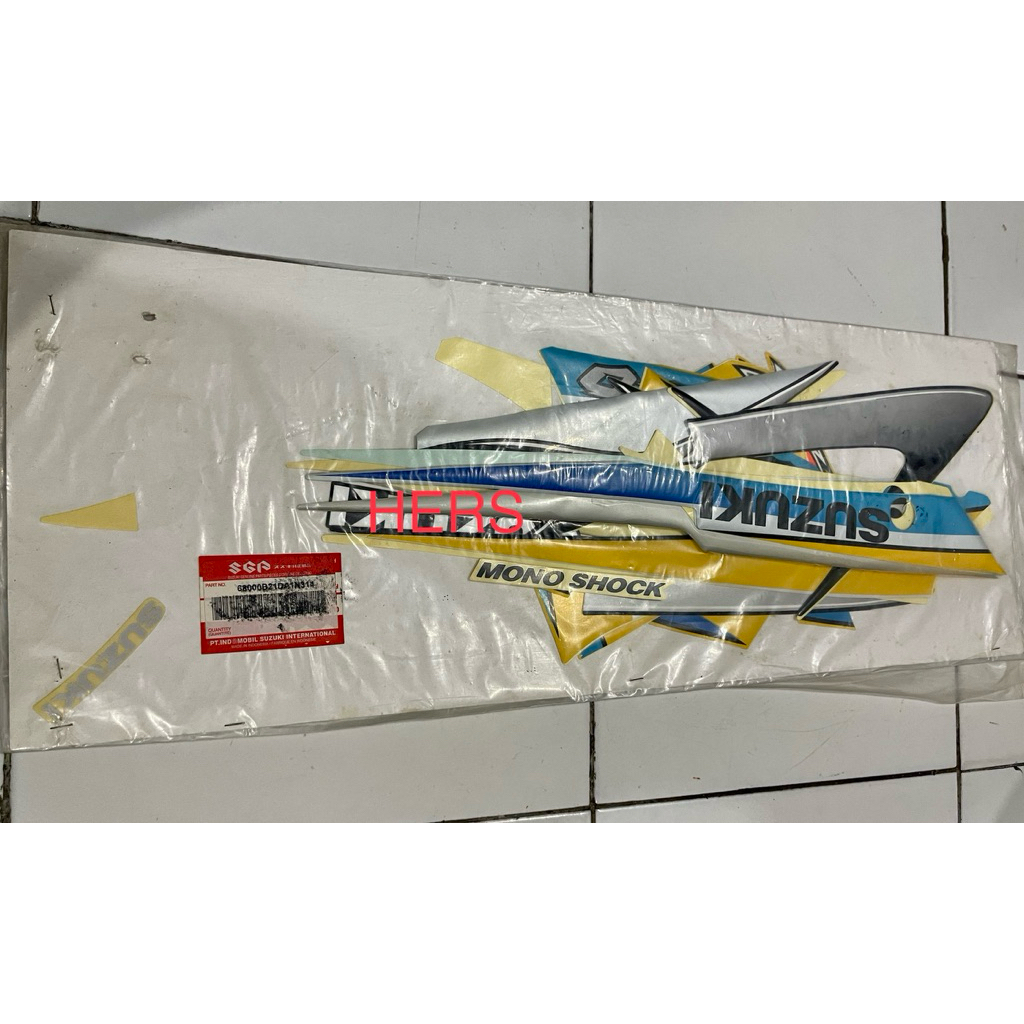 Striping Satria Hiu Satria LSCM Kuning Putih 2004 Original SGP NOS