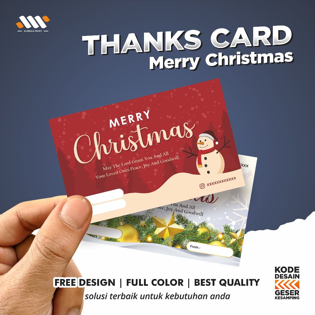 

Cetak Kartu Ucapan Merry Christmas Greeting Card Natal Kartu Ucapan Natal (GRATIS DESAIN)