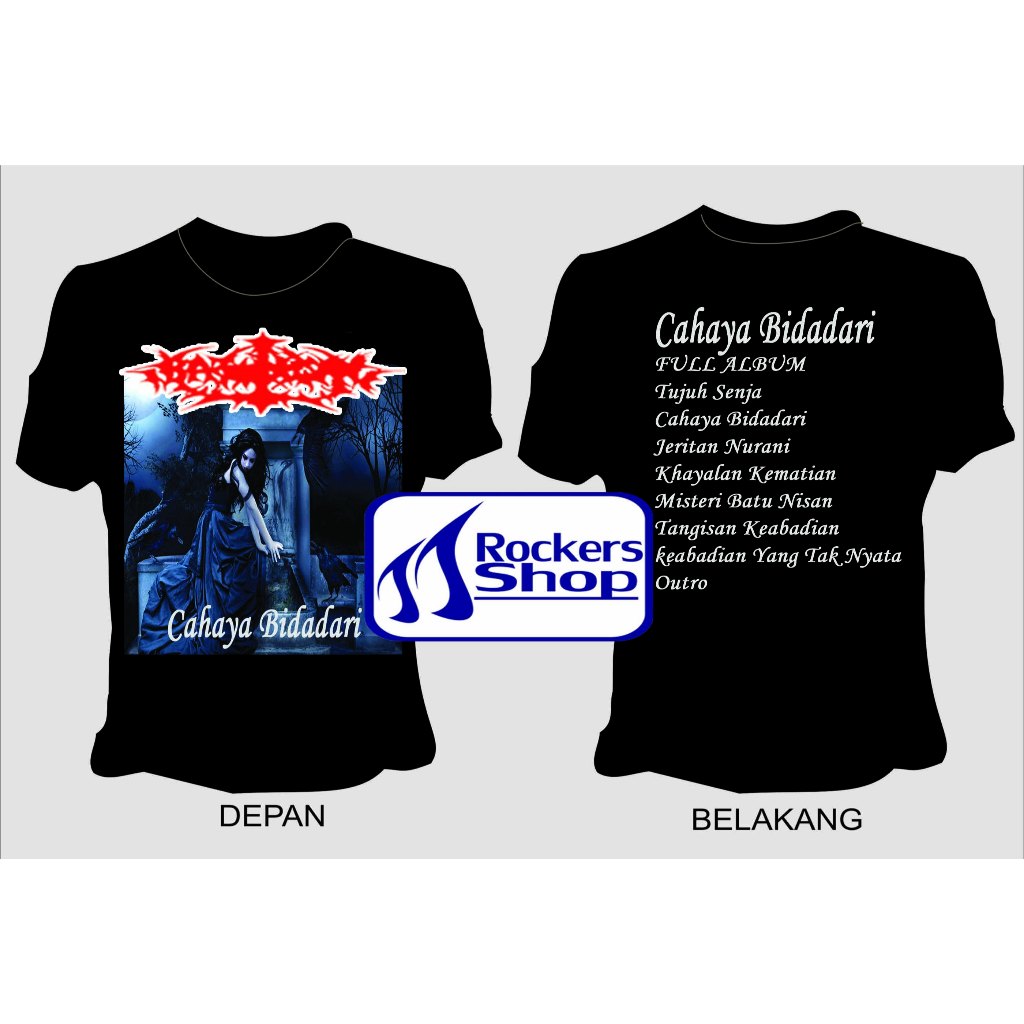 KAOS BATU NISAN CAHAYA BIDADARI LOGO MERAH INDONESIA GOTHIC METAL
