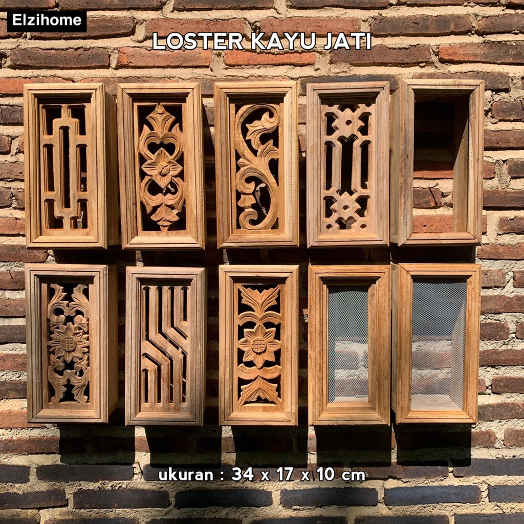 Loster Kayu jati asli Roster untuk ventilasi udara ukuran 34 x 17 x 10 cm