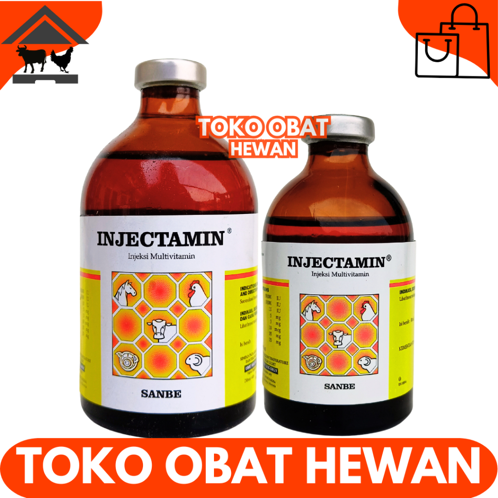 INJECTAMIN 50 ML & INJECTAMIN 100ML SANBE - Multivitamin Hewan Dosis Tinggi Ternak Sapi Kambing Babi