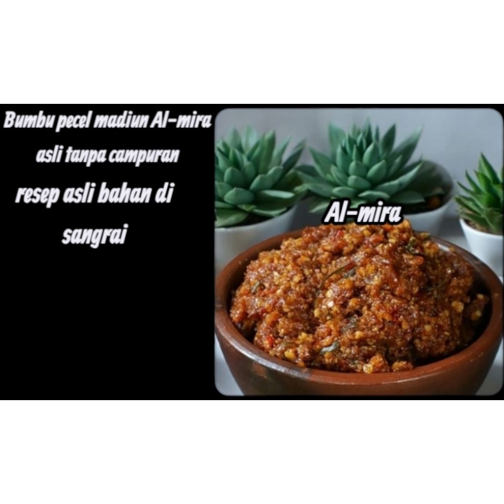 

SAMBAL PECEL MADIUN ALMIRA, VARIAN PEDAS SEDANG & EXTRA PEDAS TAMPA CAMPURAN,BAHAN DI SANGRAI. KEMASAN POUCH, 50gr & 100gr