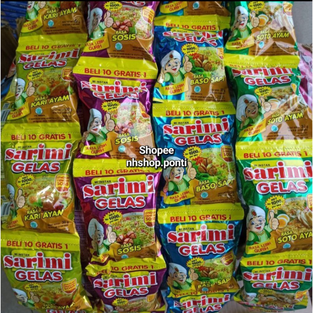 

(Rentengan) Sarimi Gelas All Varian 1 Renteng isi 10 Pcs berat 30gr