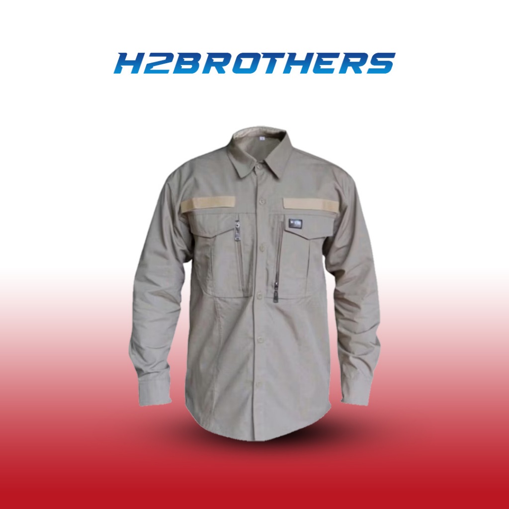 Kemeja Lapangan Outdoor Pria Lengan Panjang Katun American Drill W-TAC