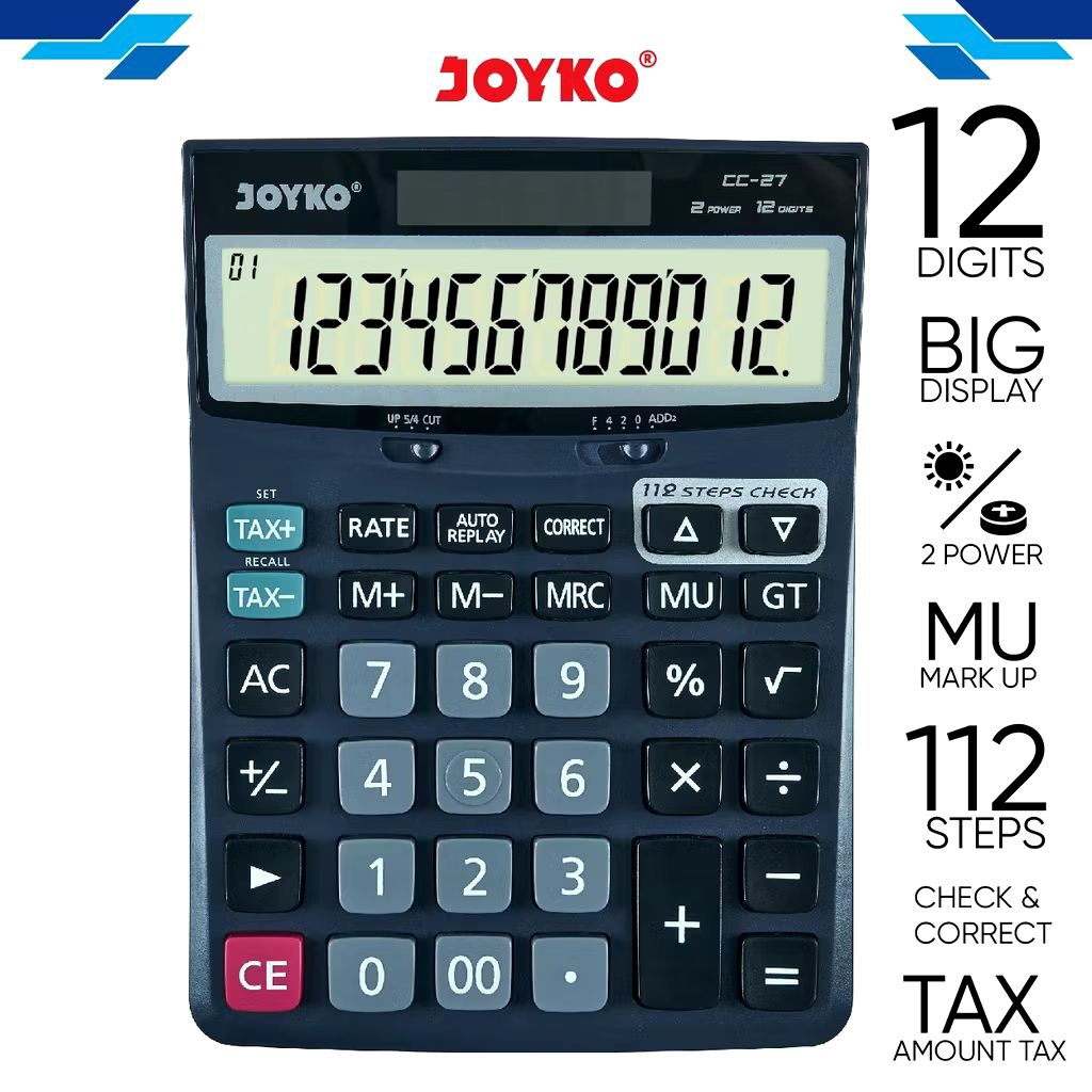 

Joyko CC-27 | Calculator | Kalkulator 12 Digits Check Correct