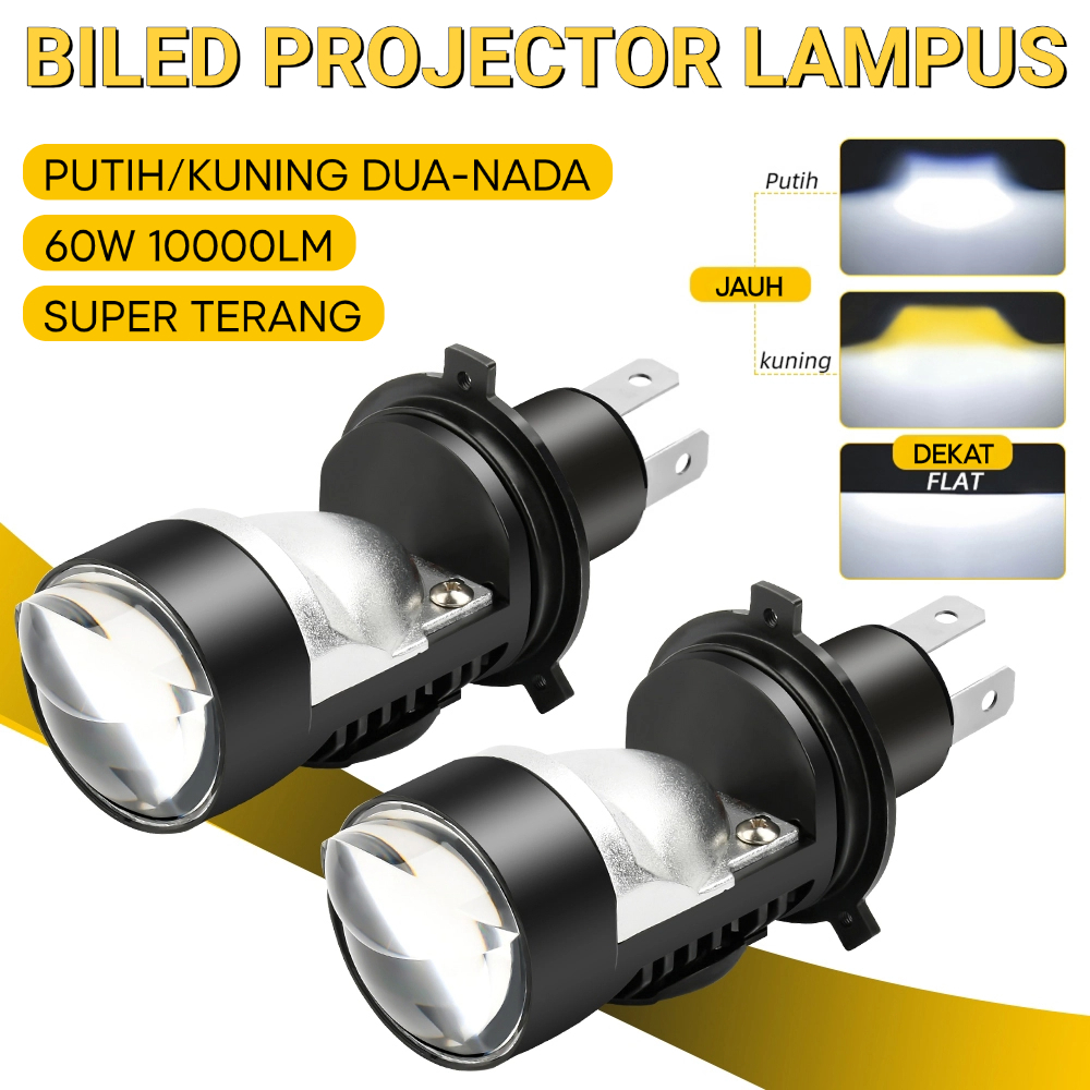 Lampu Utama LED H4 BILED Proyektor Motor Mobil AC DC Super Terang Proji H4 Kipas Cooling Full Alumin