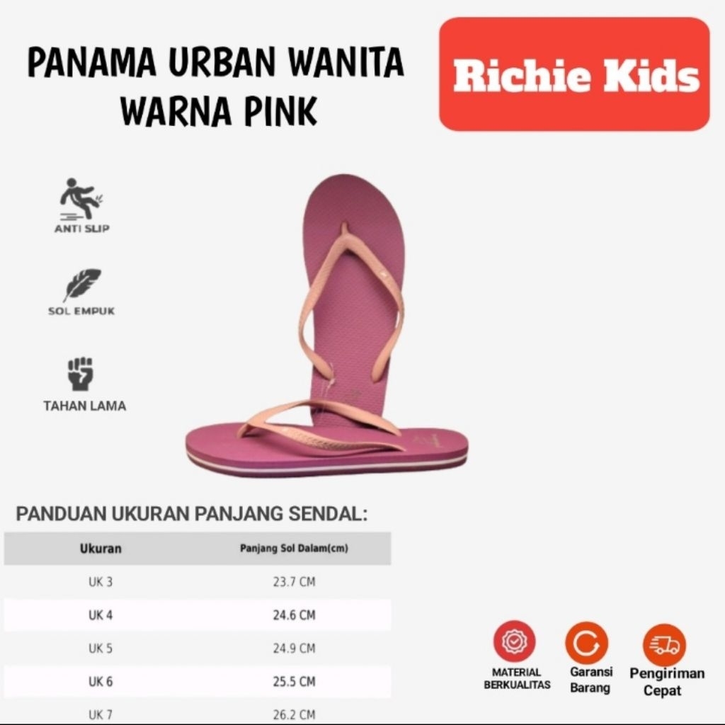 Sandal Jepit Wanita Sandal Panama Urban Pink
