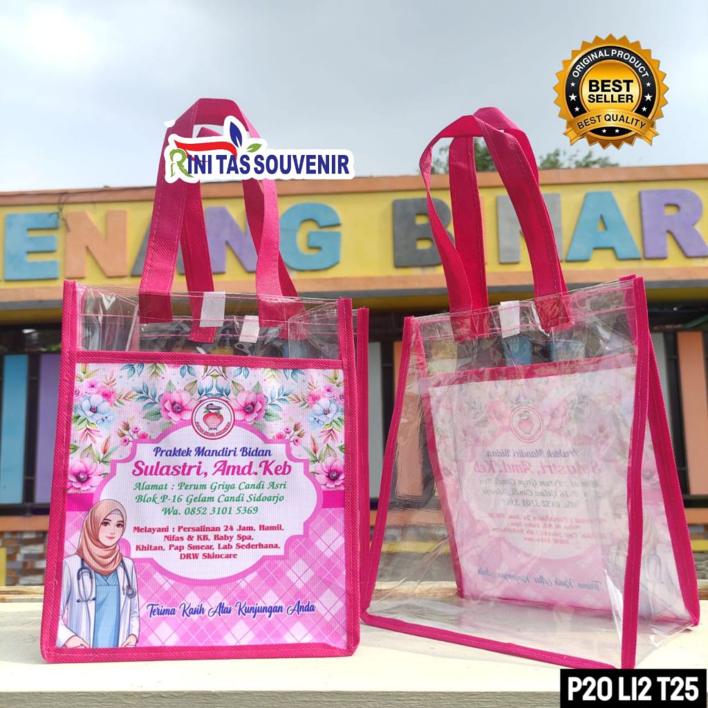

SOUVENIR TAS KANTONG MIKA TRANSPARAN TAS BIDAN KANTONG MIKA TRANSPARAN TAS PARTUS BIDAN/DOKTER
