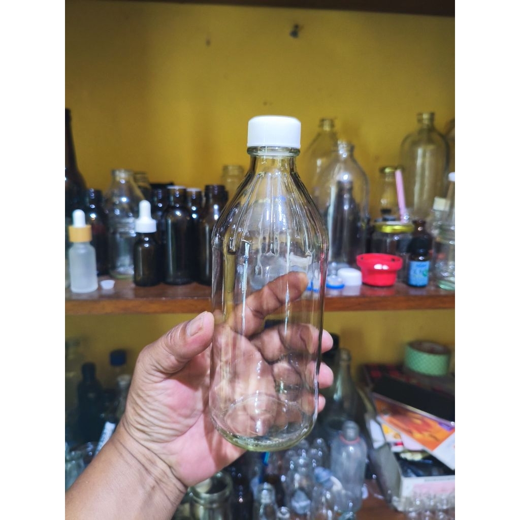 botol kaca 500ml / botol kaca cuka apel 500ml tutup ulir plastik