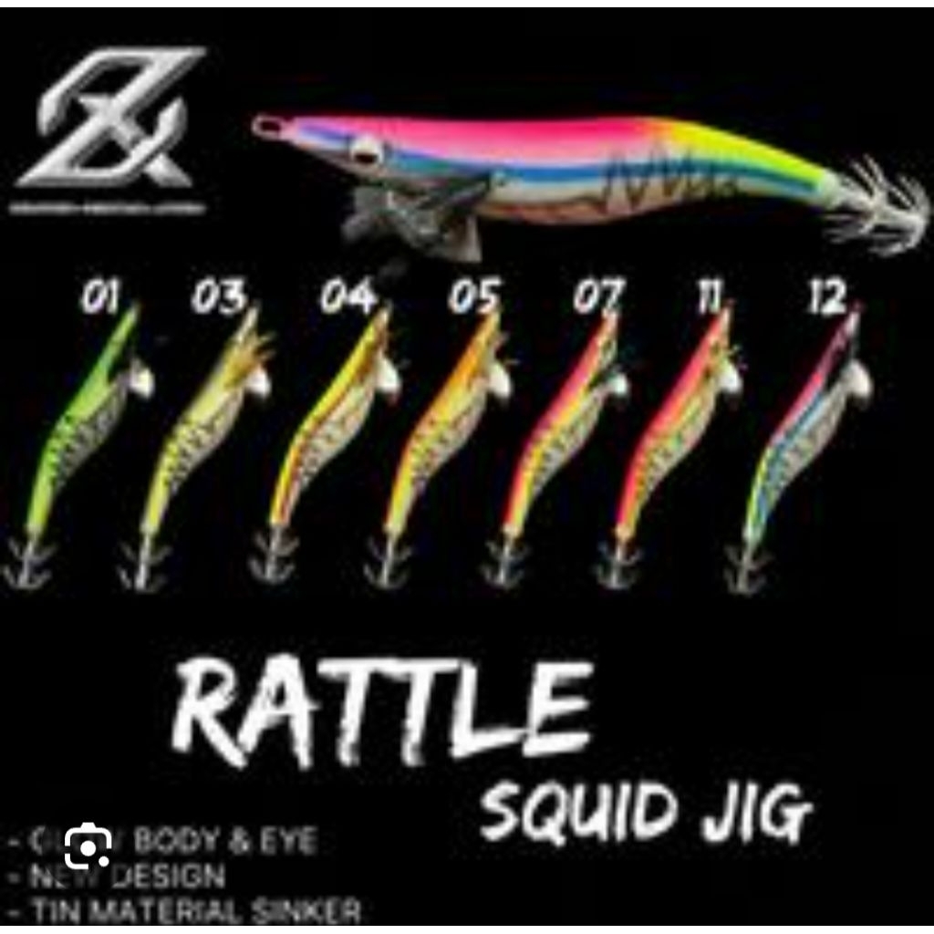 UMPAN CUMI/AXZ SQUID JIG RATTLE GLOW IN THE DARK