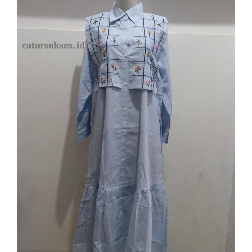 BAJU GAMIS WANITA DEWASA KATUN PREMIUM VARIASI ROMPI MOTIF BUNGA