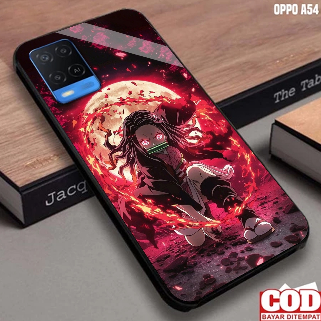Softcase Glass Oppo A54  - Softcase Motif DEMON SLAYER - Softcase Glossy - Softcase Glass - Softcase