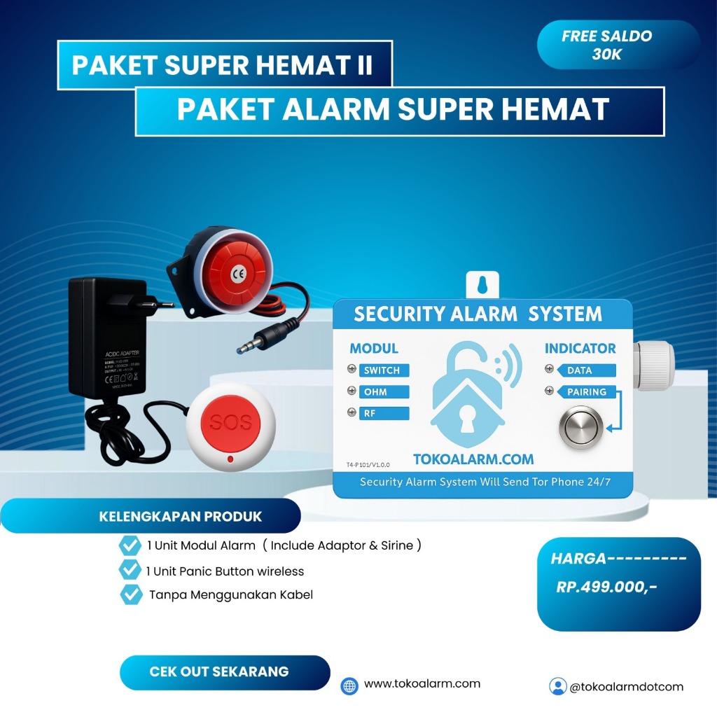 Alarm Anti Maling Berbasis Android/APK PAKET SUPER HEMAT 10 ( Panic Button ) Wireless