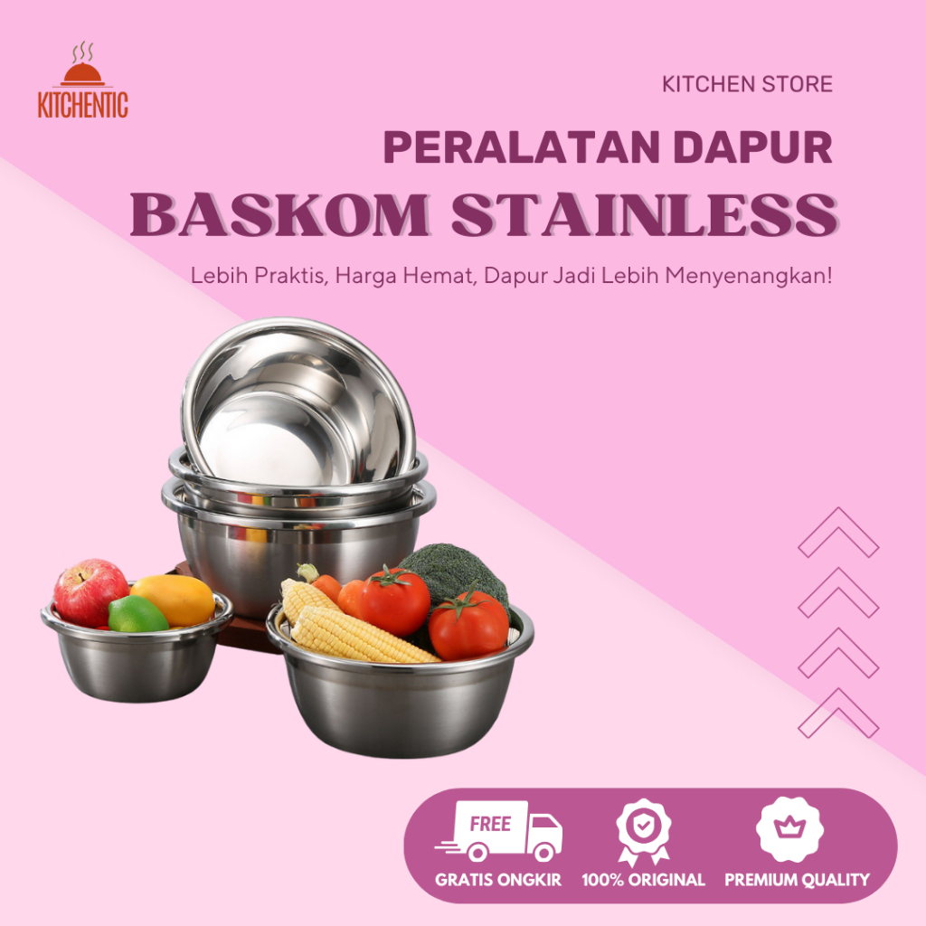 KitchenTic - Baskom Besi Stainless Steel / Baskom Stainless Serbaguna