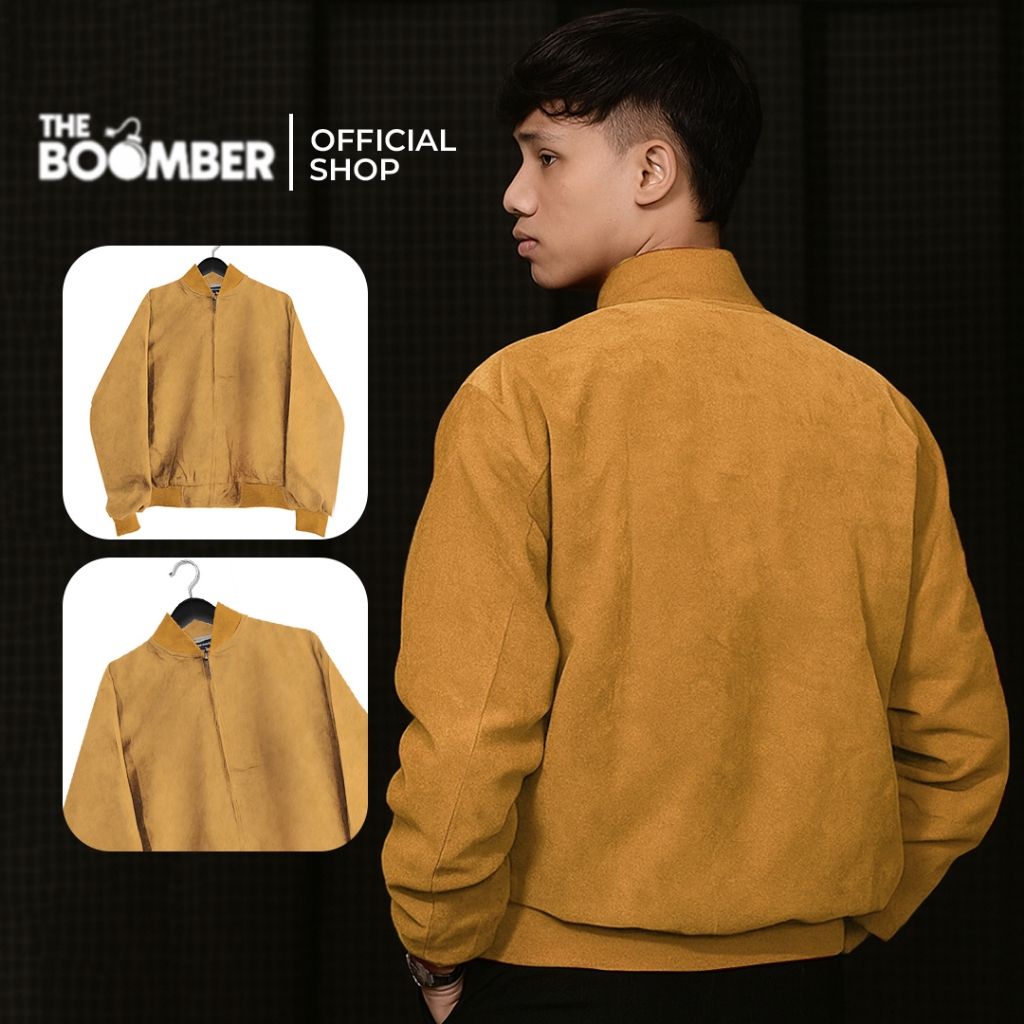 Jaket Bomber Pria ALFRE JACKET Kuning | Outer Cowok Elegan Bahan Suede Premium