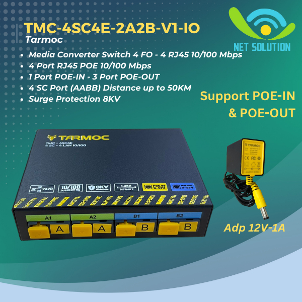 Tarmoc TMC-4SC4E-2A2B-V1-IO | Media Converter 4 FO 4 LAN / 4FO 4LAN | 4SC 4LAN / 4 SC 4 LAN 10/100Mb