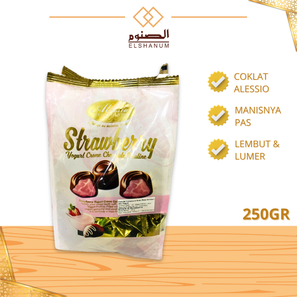 

Coklat Alessio Praline Strawberry 250gr / Coklat Isi cream Strawberry / Coklat Allesio Strawberry