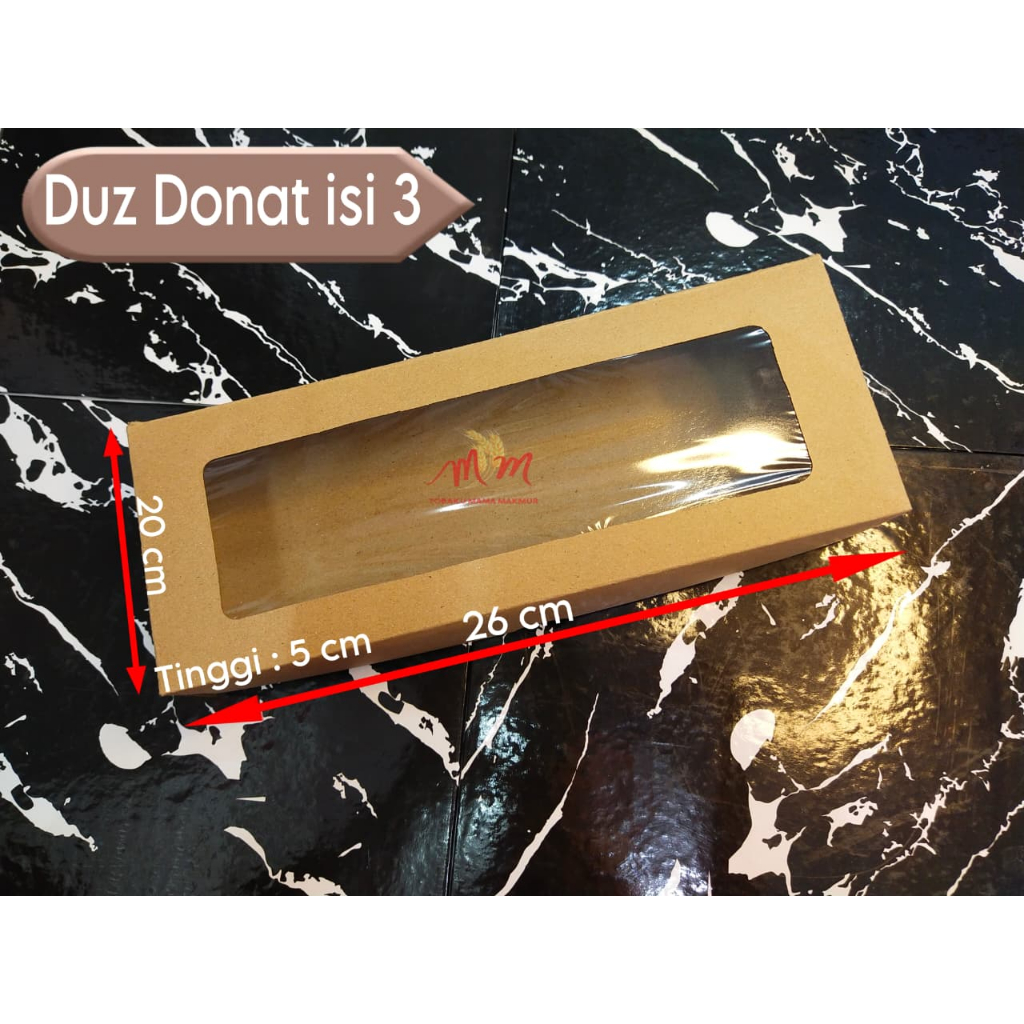 

Duz Donat Isi 3 / Duz Brownies / Duz Kraft Laminasi 26x10x5 cm (5 lembar)