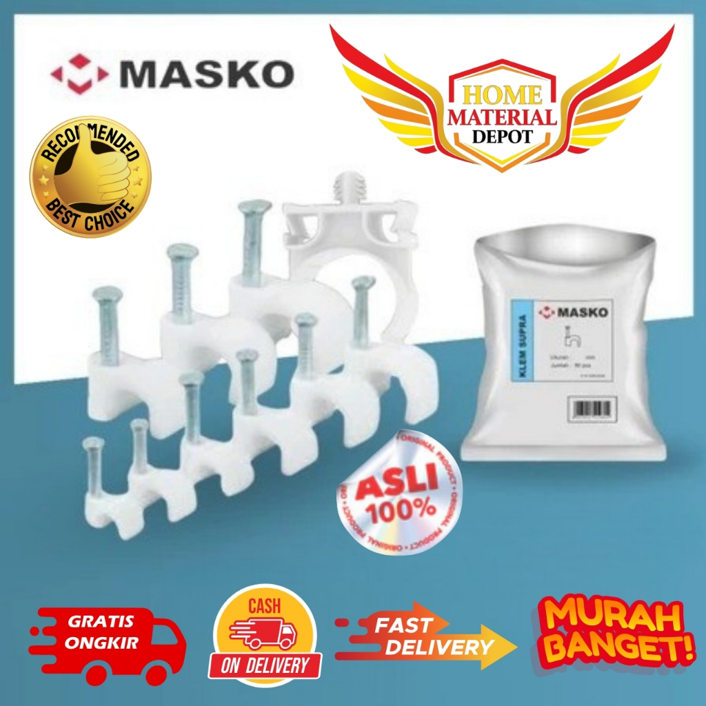 Masko | GOTEN | Klem kabel Listrik MURAH | Paku Klem Kaber Listrik 5mm - 6mm - 7mm - 8mm