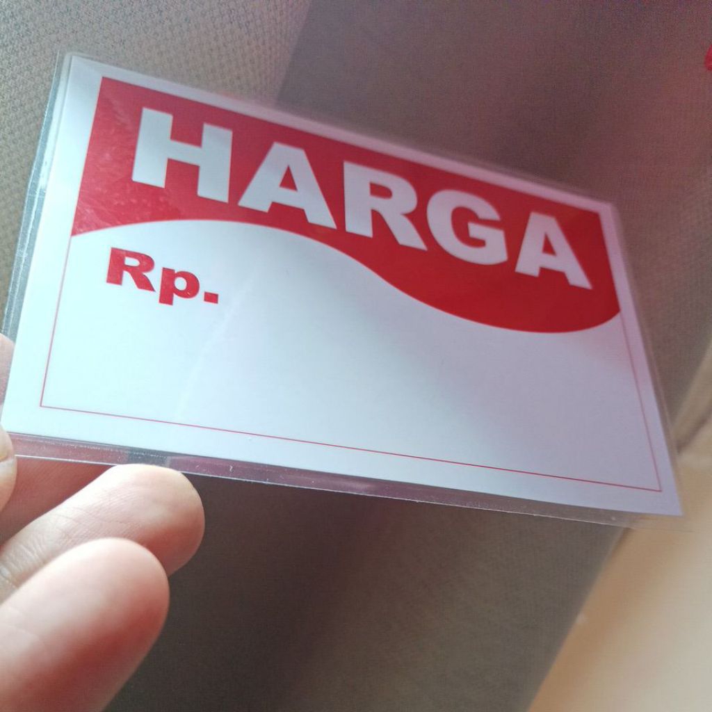 

Card Harga merah uk 8x12 cm 1 set isi 12 pcs/ Card harga merah laminating / card harga bisa tulis dan hapus
