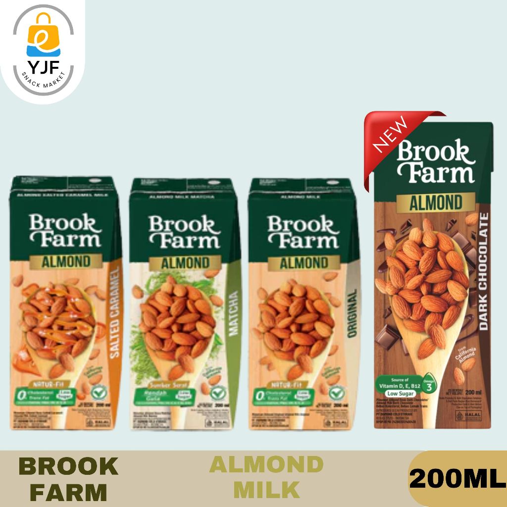 

Brookfarm Almond Milk 200ML/1PC / Almond MIlk ./ Susu Almond Rasa Salted Caramel / Matcha / Original / Dark Chocolate
