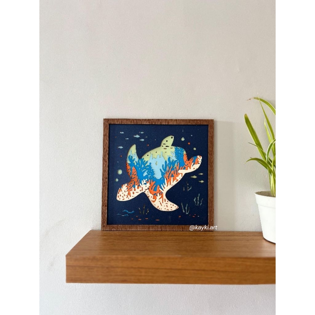 3d art penyu | hiasan dinding dari kertas 3d | kka23