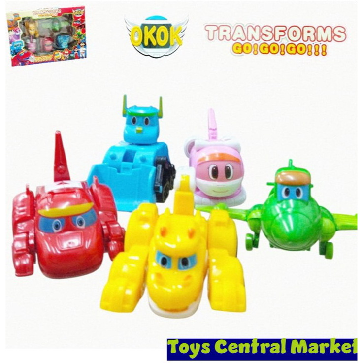 5in1 Mainan robot transform go go dino deformation robot dapat berubah bentuk menjadi mobil, pesawat