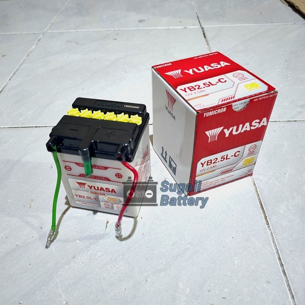 Aki Motor YUASA YB2.5L-C YB 2.5LC Aki Basah 12 Volt 2.5Ah