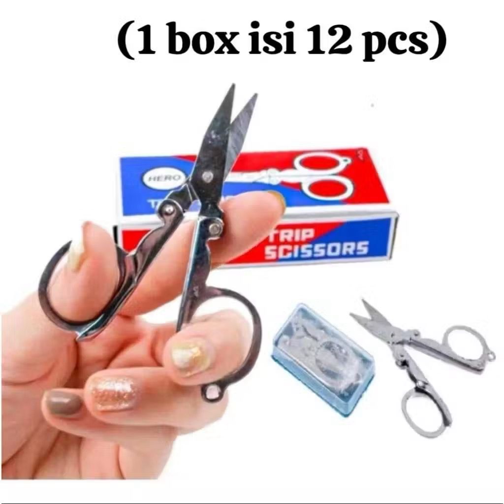 

( 1 BOX ISI 12 PCS) GUNTING LIPAT - GUNTING KECIL LIPAT MINI STAINLESS TAJAM