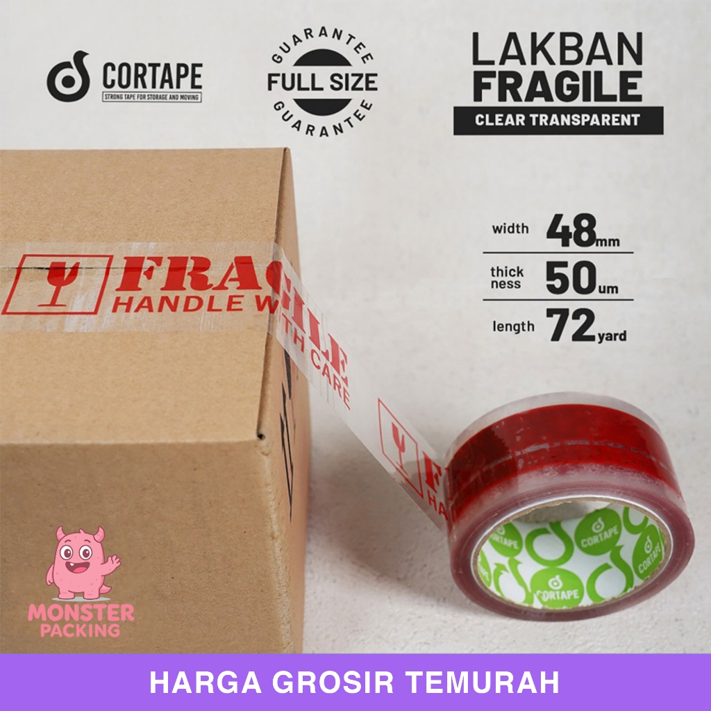 

Lakban Fragile Beningr Transparant Bening 48mm x 72yard Satuan Plakban Isolasi Solatip