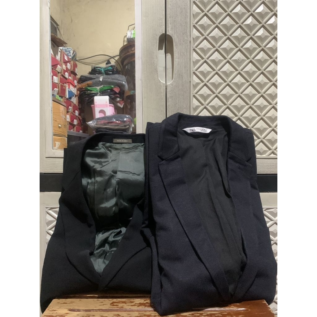 ORIGINAL JAS SUIT WOOL ZARA BLAZER TUXEDO CALVIN KLEIN SINGLE BREASTED TEXTURED BLACK