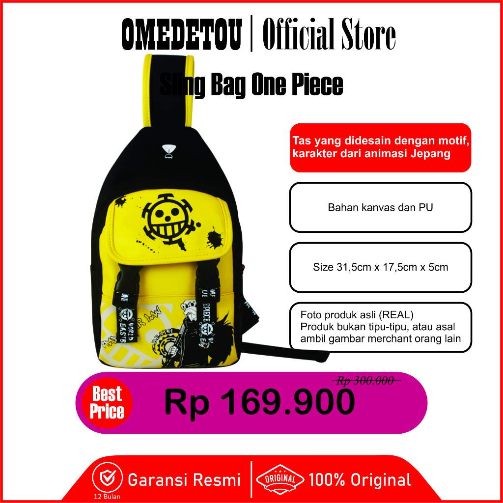 INDAHNK Tas Slempang - Sling Bag - Waist Bag Anime One Piece - Trafalgar Law